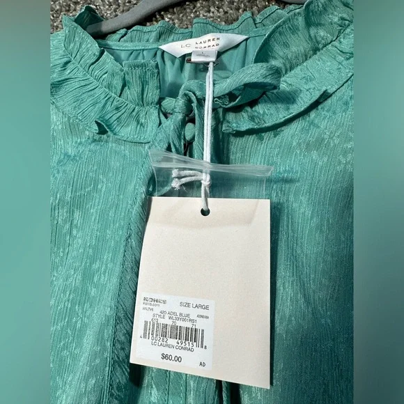 NWT LC Lauren Conrad Ruffle Neck Button Front Dress Size Large - Picture 6 of 7